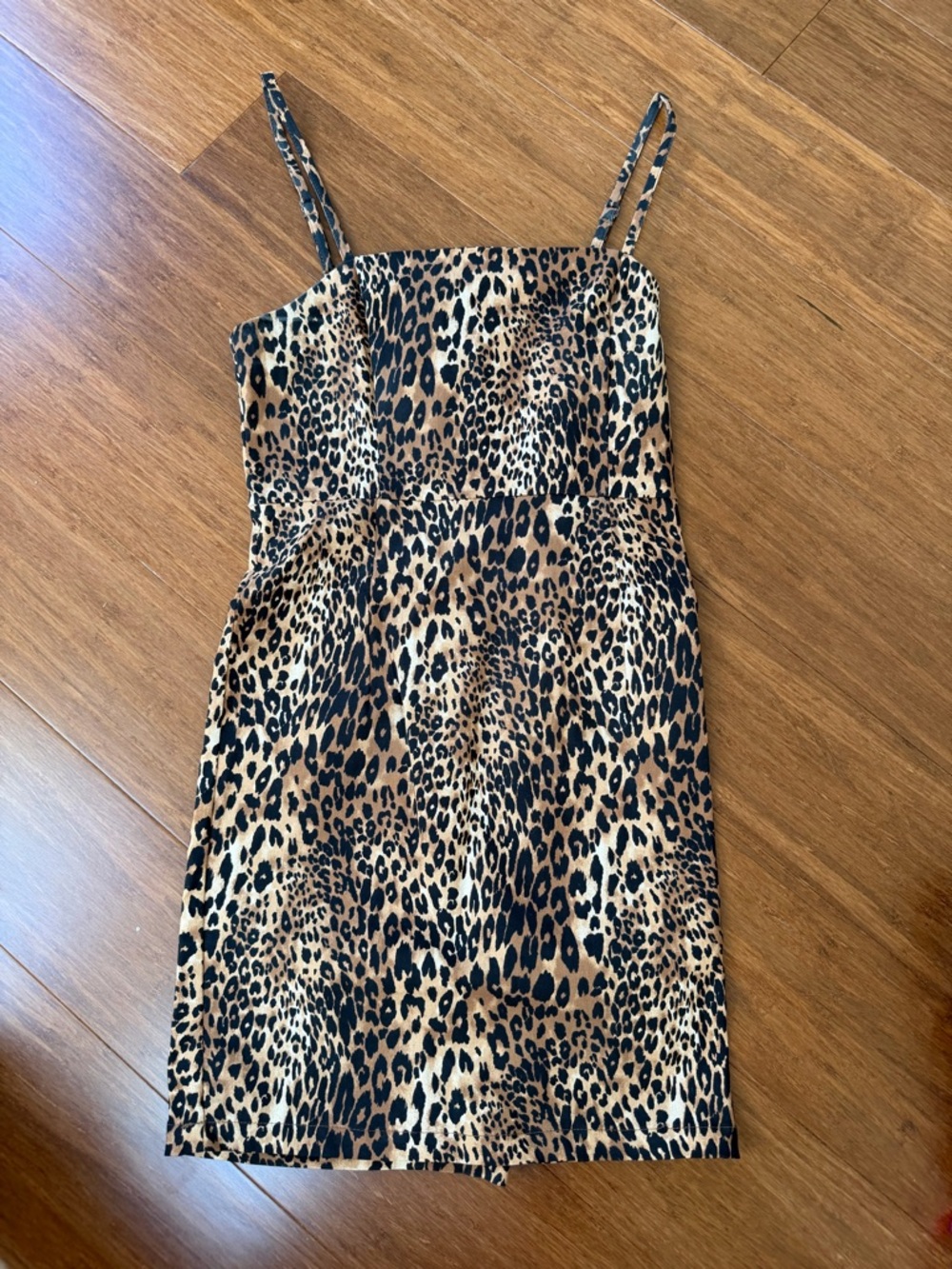 Forever 21 Leopard Print Spaghetti Strap Mini Dress - Black & Brown